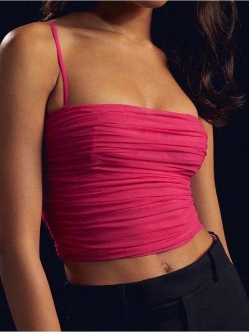 Aritzia Babaton Pink Ruched Mesh Corset Top